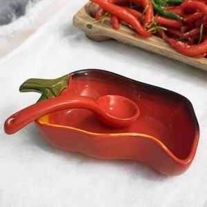 Vintage Clay Art Hand
Painted Red Chili Pepper Dip
Bowl